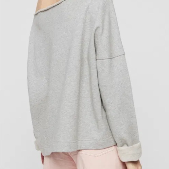 All Saints Light Gray Senia Off-the-Shoulder Sweater Small S M - Picture 2 of 9